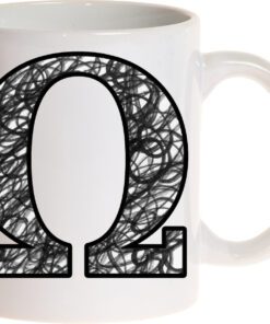 ceramic mug with the letter Ω 325ml-Hoper.gr