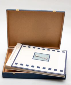 Άλμπουμ Henzo 32χ25cm μπλε λευκό με παπάκια  με ριζόχαρτο 50 σελίδες και ξύλινο κουτί-Hoper.gr