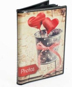 Άλμπουμ pocket με θήκες για 40 φωτογραφίες 10X15 ροζ κορδέλα με καρδίες-Hoper.gr