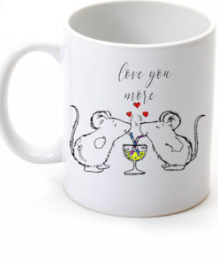κούπα κεραμική, love you more, αγίου Βαλεντίνου, ποντίκια και γάτα 325ml-Hoper.gr