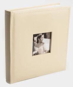 Άλμπουμ  δερματίνη 24×24 εκρού  60 σελίδες με ριζοχαρτο με θήκη για φωτογραφία στο εξώφυλλο-Hoper.gr