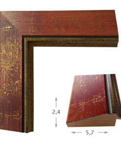 Κορνίζα ξύλου σε χρώμα Κόκκινο-χρυσά νερά (07008) πάχος 5,7cm-Hoper.gr