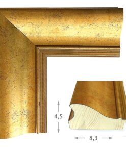 Κορνίζα ξύλου σε χρώμα Χρυσό (14501) πάχος 8,3cm-Hoper.gr