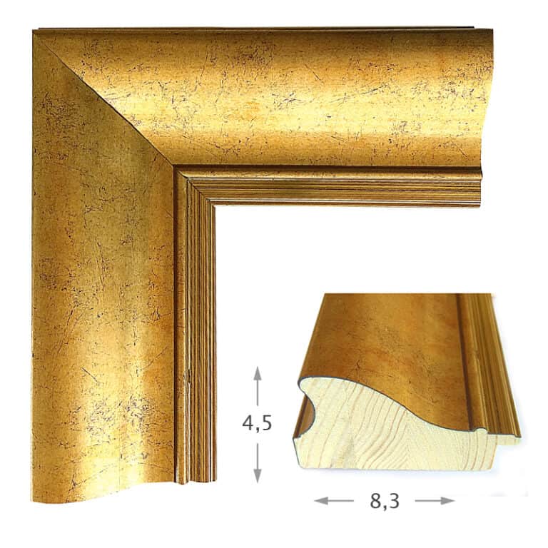 Κορνίζα ξύλου σε χρώμα Χρυσό (14501) πάχος 8,3cm-Hoper.gr