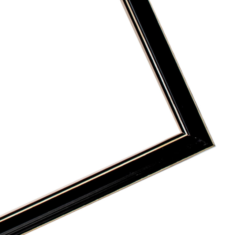 κορνίζα ξύλινη 50Χ70 τοίχου για φωτογραφία η παζλ 50X70 χρώμα μαύρο  μπεζ γραμμή   με ακρυλικό τζάμι άθραυστο (Κ91-69)-Hoper.gr