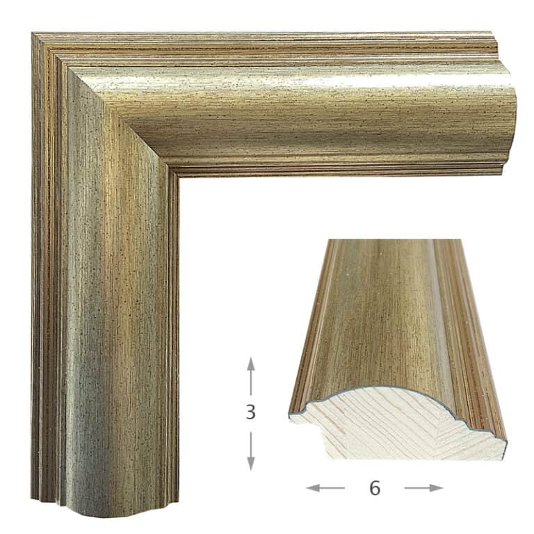 Κορνίζα ξύλου σε χρώμα Ασημόχρυσο (72002) πάχος 6cm-Hoper.gr