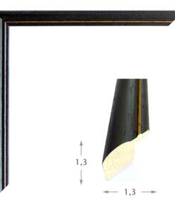 Κορνίζα ξύλου σε χρώμα Μαύρη-χρυσή ρίγα (90507) πάχος 1,3cm-Hoper.gr
