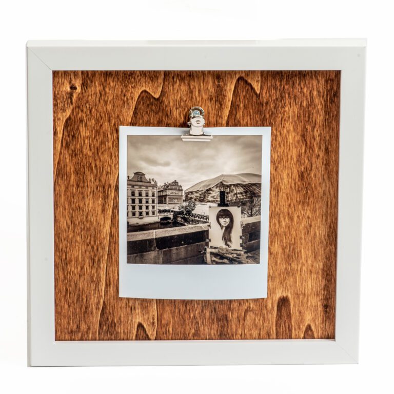 κορνίζα ξύλινη για φωτογραφία 13×18 καφέ & λευκή με σημάδια  παλαίωσης-Hoper.gr