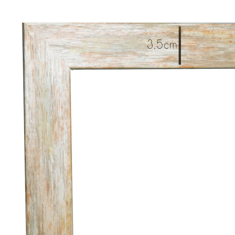 κορνίζα ξύλινη 40X50 τοίχου για φωτογραφία η παζλ 40X50 χρώμα λευκό μπεζ με τζάμι Ματ (Κ270-40)-Hoper.gr