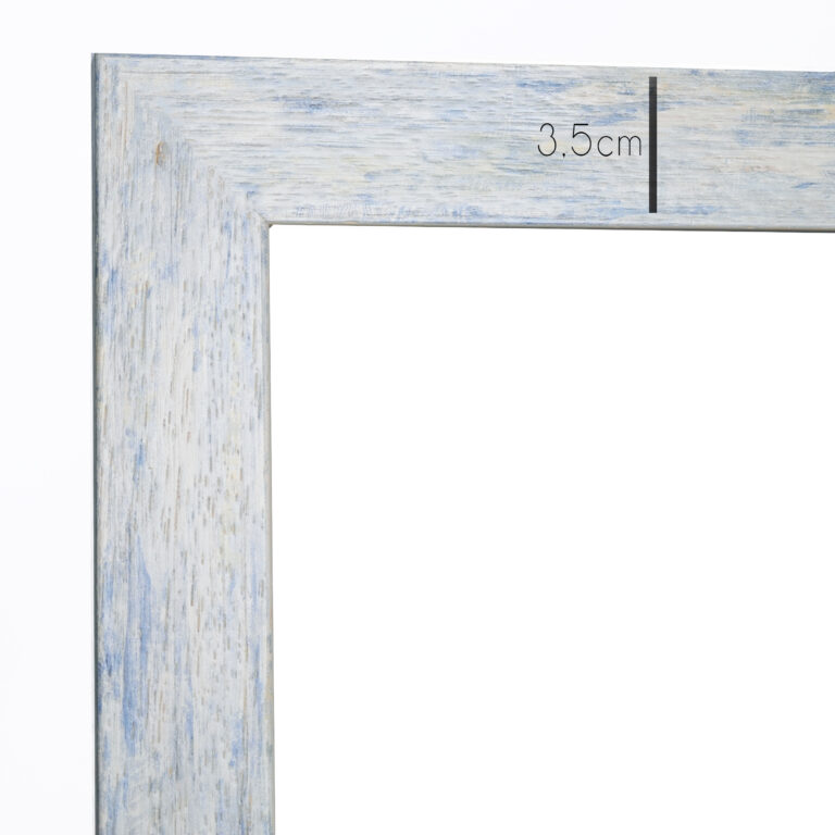 κορνίζα ξύλινη 30X40 τοίχου για φωτογραφία 30X40 χρώμα λευκό γαλάζιο   με τζάμι Ματ (Κ270-98)-Hoper.gr