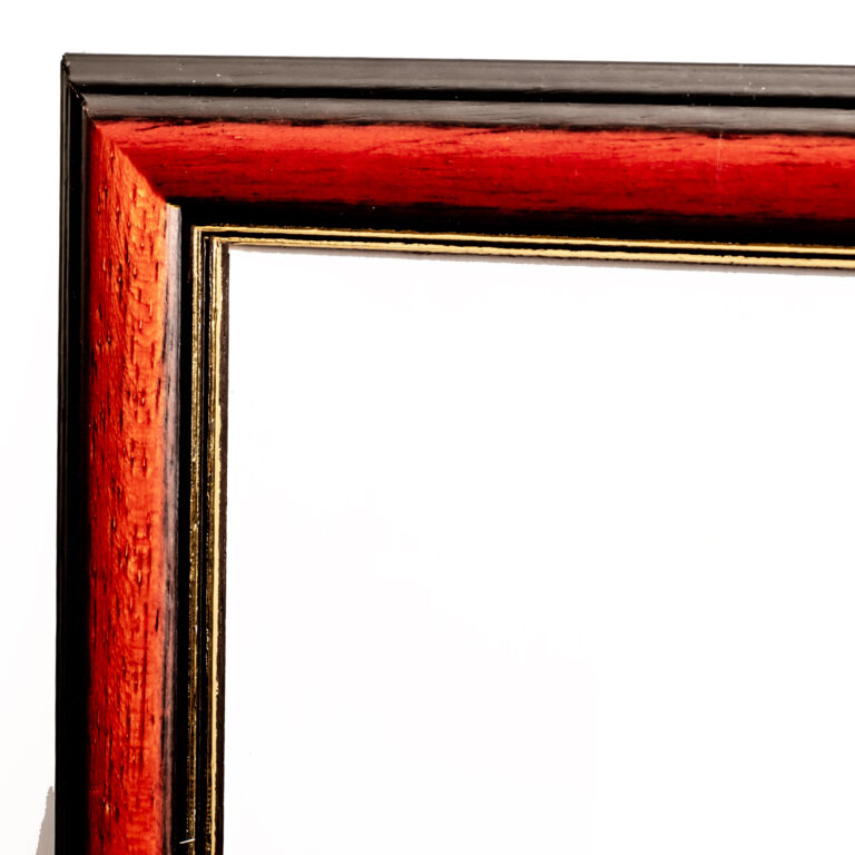 κορνίζα ξύλινη 40X50 τοίχου για φωτογραφία η παζλ 40X50χρώμα καφέ κόκκινο με ασημί γραμμή σχέδιο T3004W ofelia-Hoper.gr