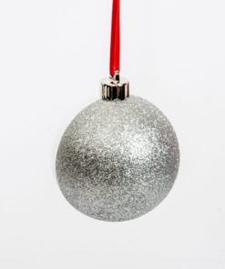 Χριστουγεννιάτικο Στολίδι μπάλα big με φωτογραφία ,μπάλα Ασημί πέρλα διάμετρος 10cm-Hoper.gr