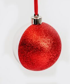 Χριστουγεννιάτικο Στολίδι μπάλα big με φωτογραφία ,μπάλα κόκκινη πέρλα διάμετρος 10cm-Hoper.gr