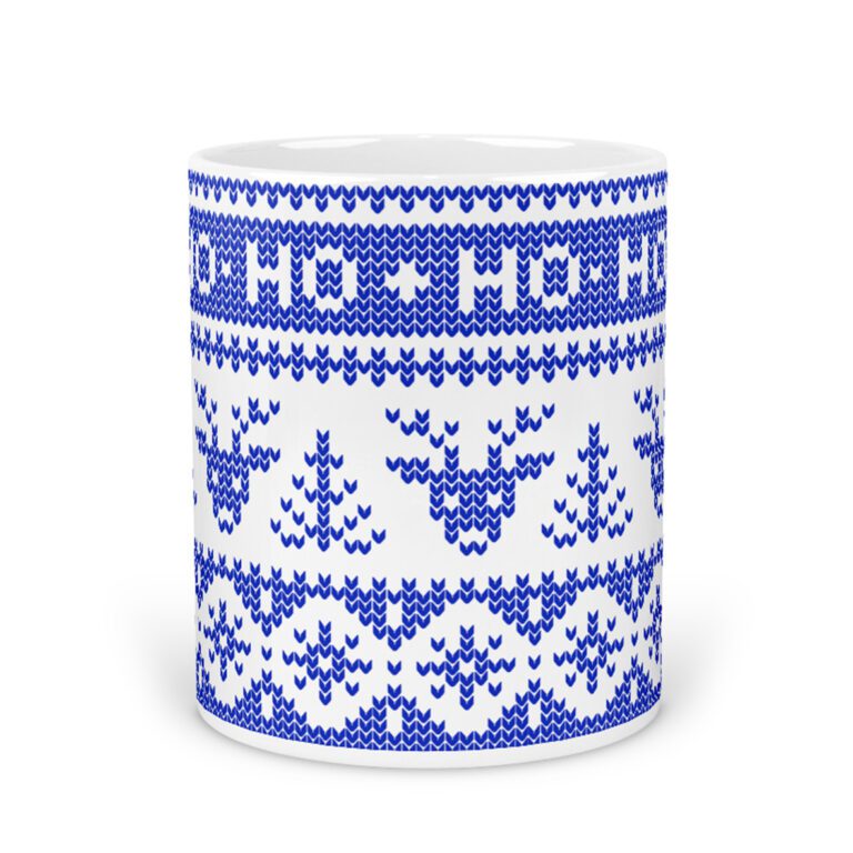 κούπα κεραμική 330ml χριστουγεννιάτικη , δώρο Χριστουγέννων “κέντημα μπλε β27 ” με δυνατότητα προσθήκης ονόματος η ευχές-Hoper.gr