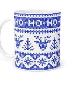 κούπα κεραμική 330ml χριστουγεννιάτικη , δώρο Χριστουγέννων “κέντημα μπλε β27 ” με δυνατότητα προσθήκης ονόματος η ευχές-Hoper.gr