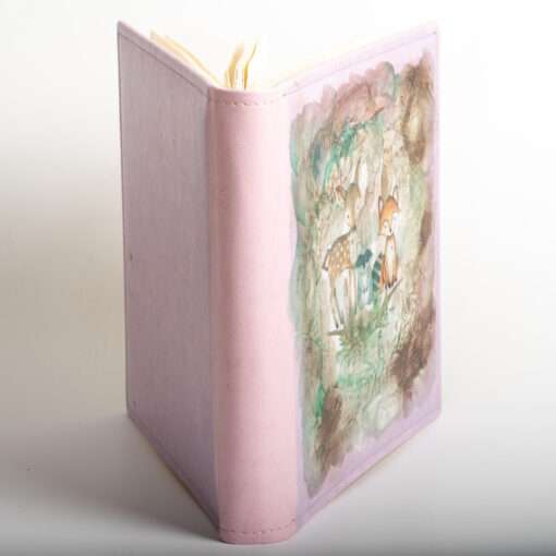 Άλμπουμ φωτογραφιών χειροποίητο βιβλιοδετημένο με δερματίνη ροζ  μέγεθος 31x31cm και 70 σελίδες με ριζόχαρτο ( κύκνοι)-Hoper.gr