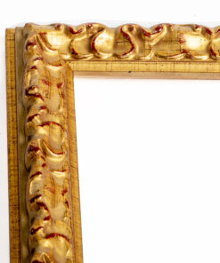 Wooden Diploma Frame in Gold Color with carving & crimson Details with signs of aging, Matt Glass K18/1-Hoper.gr