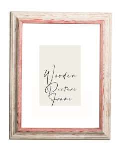 wooden wall frame for photo or diploma color white-brown with signs of aging with mat glass (K103-267)-Hoper.gr