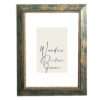 wooden wall frame for photo or diploma, color green, petrol with gold accents, matte glass (L160-09)-Hoper.gr