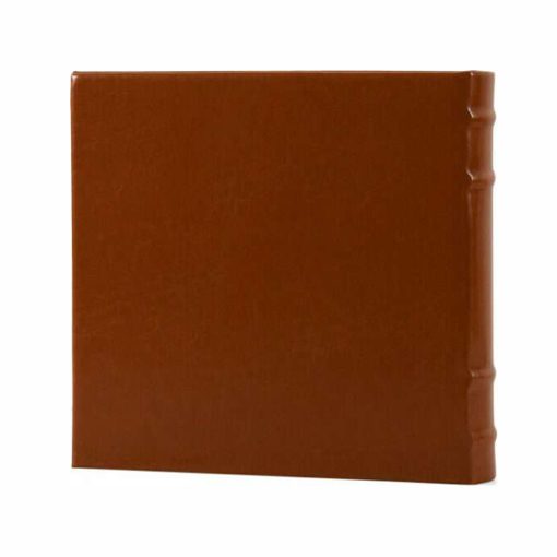 Album classic book-bound with cases for 200 photos 10×15 tan leather cover with gravure patterns (1711)-Hoper.gr