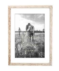 wooden wall frame 30X40 with passe-partout cardboard for photo 20X30 or 30X40 color white with signs of aging Matt glass (K28-3)-Hoper.gr