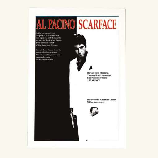 Αφίσα  Al Pacino Scarface 61×91,5εκ Κορνίζα Ξύλινη Χρώμα Λευκό Με Ακρυλικό Τζάμι Άθραυστο K1041-3-Hoper.gr