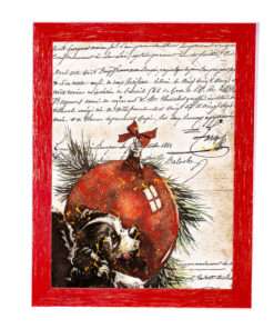 Χριστουγεννιάτικη Κορνίζα Vintage Κόκκινη με Σημάδια Παλαίωσης Με Θέμα Γράμμα Στον Άγιο Βασίλη Κ28-34+A32-1-Hoper.gr