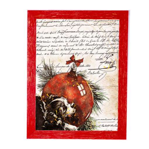 Χριστουγεννιάτικη Κορνίζα Vintage Κόκκινη με Σημάδια Παλαίωσης Με Θέμα Γράμμα Στον Άγιο Βασίλη Κ28-34+A32-1-Hoper.gr