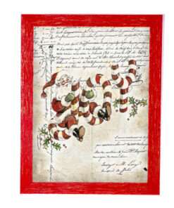 Χριστουγεννιάτικη Κορνίζα Vintage Κόκκινη με Σημάδια Παλαίωσης Με Θέμα Γράμμα Στον Άγιο Βασίλη Κ28-34+A32-2-Hoper.gr