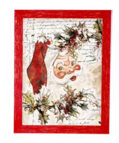 Χριστουγεννιάτικη Κορνίζα Vintage Κόκκινη με Σημάδια Παλαίωσης Με Θέμα Γράμμα Στον Άγιο Βασίλη Κ28-34+A32-3-Hoper.gr
