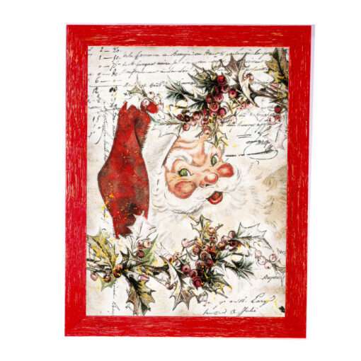 Χριστουγεννιάτικη Κορνίζα Vintage Κόκκινη με Σημάδια Παλαίωσης Με Θέμα Γράμμα Στον Άγιο Βασίλη Κ28-34+A32-3-Hoper.gr