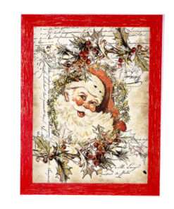 Χριστουγεννιάτικη Κορνίζα Vintage Κόκκινη με Σημάδια Παλαίωσης Με Θέμα Γράμμα Στον Άγιο Βασίλη Κ28-34+A32-4-Hoper.gr