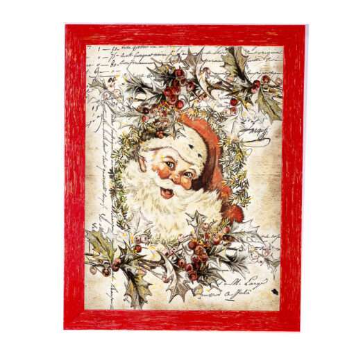 Χριστουγεννιάτικη Κορνίζα Vintage Κόκκινη με Σημάδια Παλαίωσης Με Θέμα Γράμμα Στον Άγιο Βασίλη Κ28-34+A32-4-Hoper.gr