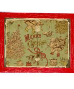 Χριστουγεννιάτικη Κορνίζα Vintage Κόκκινη με Σημάδια Παλαίωσης Με Θέμα Vintage Κ28-34+D14-4-Hoper.gr