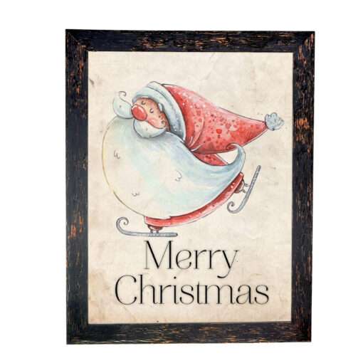 Χριστουγεννιάτικη Κορνίζα Vintage Μαύρη  Με Σημάδια Παλαίωσης  Με Θέμα Άγιος Βασίλης   Κ28-69+B41-1-Hoper.gr