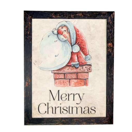Χριστουγεννιάτικη Κορνίζα Vintage Μαύρη  Με Σημάδια Παλαίωσης  Με Θέμα Άγιος Βασίλης   Κ28-69+B41-3-Hoper.gr
