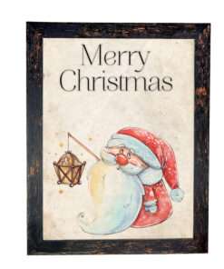 Χριστουγεννιάτικη Κορνίζα Vintage Μαύρη  Με Σημάδια Παλαίωσης  Με Θέμα Άγιος Βασίλης   Κ28-69+B41-4-Hoper.gr