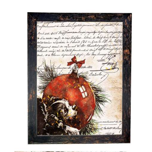 Χριστουγεννιάτικη Κορνίζα Vintage Μαύρη  Με Σημάδια Παλαίωσης  Με Θέμα Γράμμα Στον Άγιο Βασίλη Κ28-69+A32-1-Hoper.gr