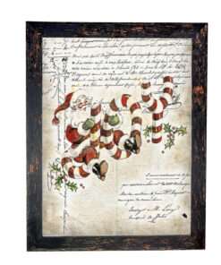 Χριστουγεννιάτικη Κορνίζα Vintage Μαύρη  Με Σημάδια Παλαίωσης  Με Θέμα Γράμμα Στον Άγιο Βασίλη Κ28-69+A32-2-Hoper.gr