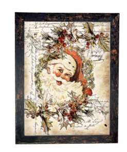 Χριστουγεννιάτικη Κορνίζα Vintage Μαύρη  Με Σημάδια Παλαίωσης  Με Θέμα Γράμμα Στον Άγιο Βασίλη Κ28-69+A32-4-Hoper.gr