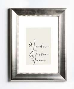 wooden wall frame for photo or diploma silver color with carved jewel with shadows and with matte glass (K701/2)-Hoper.gr