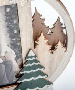 κορνίζα  ξύλινη μπεζ-λευκή ,  χριστουγεννιάτικη , διαστάσεις 23Χ21  για φωτογραφία 10X15  (CH836)-Hoper.gr