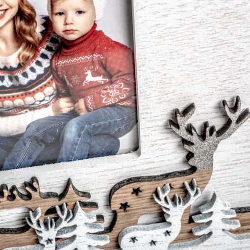 Christmas, beige-white wooden photo frame 10X15 (LK7964)-Hoper.gr