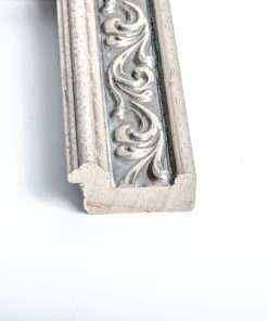wooden wall frame for photo or diploma, matte silver color with carvings and shadows, matte glass (K2202/2)-Hoper.gr