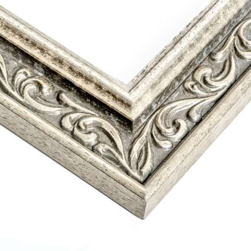 wooden wall frame for photo or diploma, matte silver color with carvings and shadows, matte glass (K2202/2)-Hoper.gr