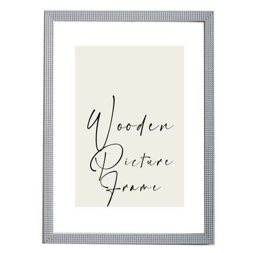 Wooden wall photo frame, black color with silver carved embossed pearl, Matt glass (K42-69)-Hoper.gr