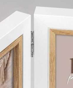 AYAS frame, triple wooden multi-frame, for 3 photos 10X15 color white and beige-Hoper.gr