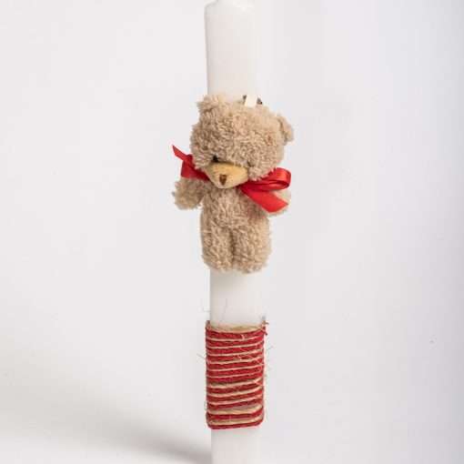 Πασχαλινη λαμπαδα αρκουδάκι λουτρινο  με κουπα και ξυλινο κουτι ( little Bear 70)-Hoper.gr