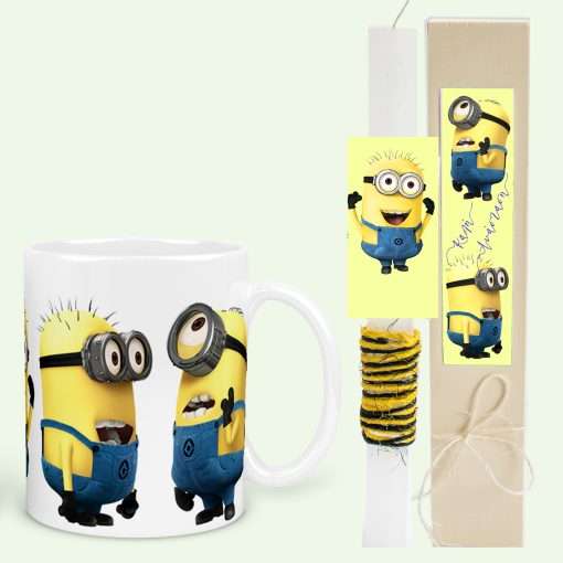 Minions Easter lamp with cup and wooden box-Hoper.gr