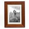 wooden wall frame 35X45 with passe-partout cardboard for photo - degree 25X35 or 35X45 brown walnut color with aging signs and golden line matte glass (K316/39)-Hoper.gr
